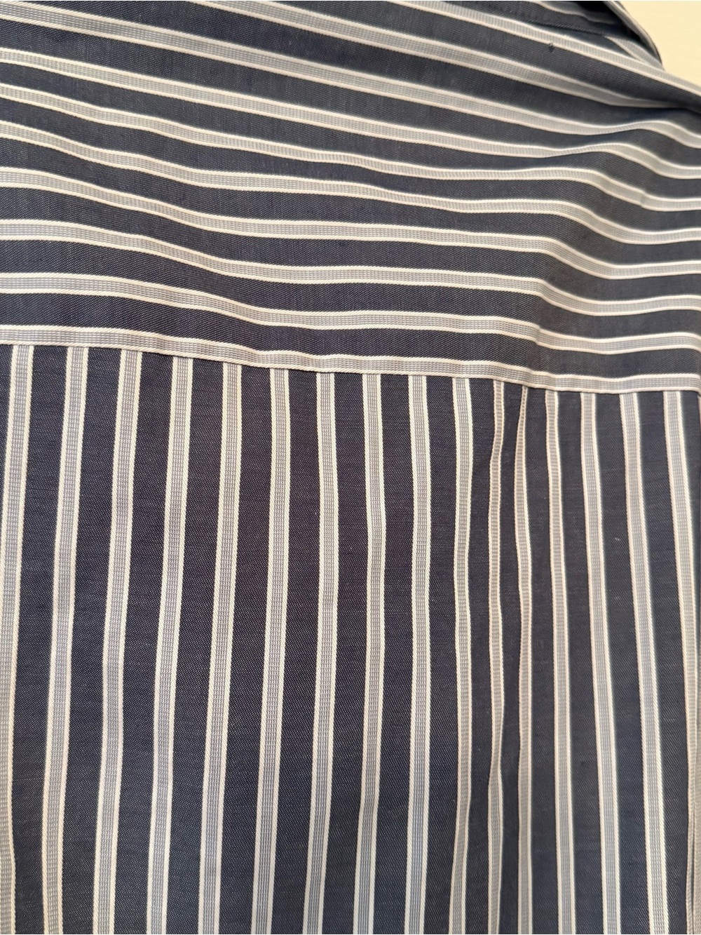 BCBGMaxAzria Navy and White Striped Midi Shirt Dress church office 100% cotton - Picture 7 of 10